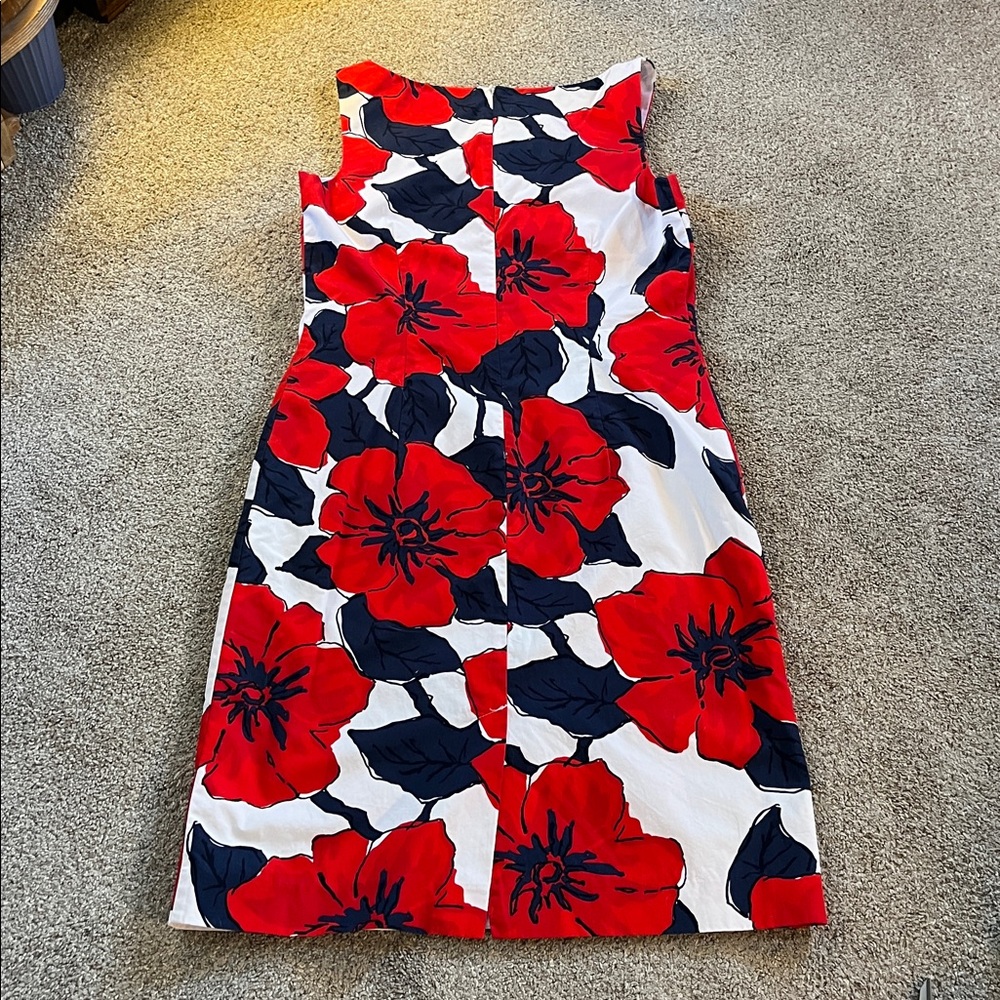 Vintage Tommy Hilfiger Ultra Bold Red Blue Floral Cotton Shift sz4 Made in Oman - Picture 7 of 9